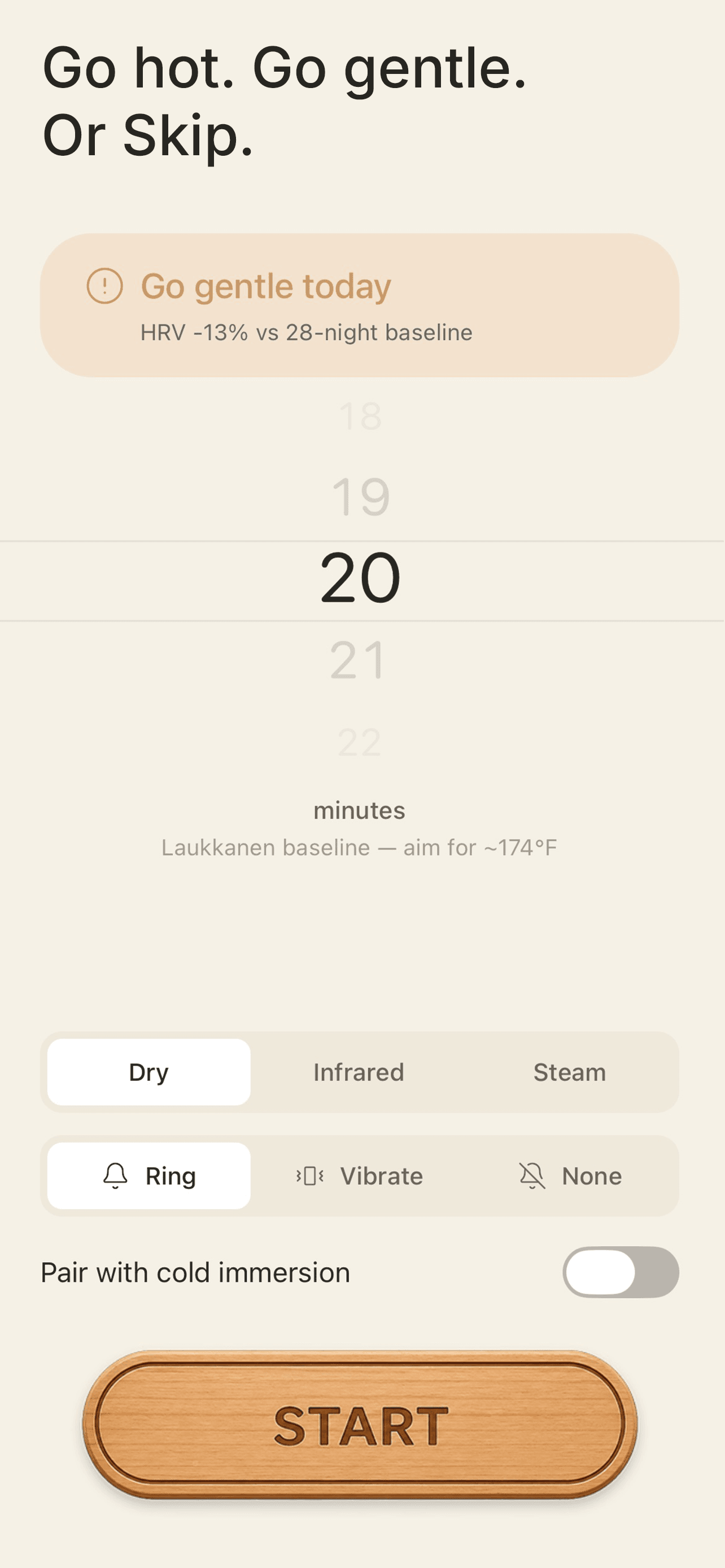 Readiness — Go hot, go gentle, or skip